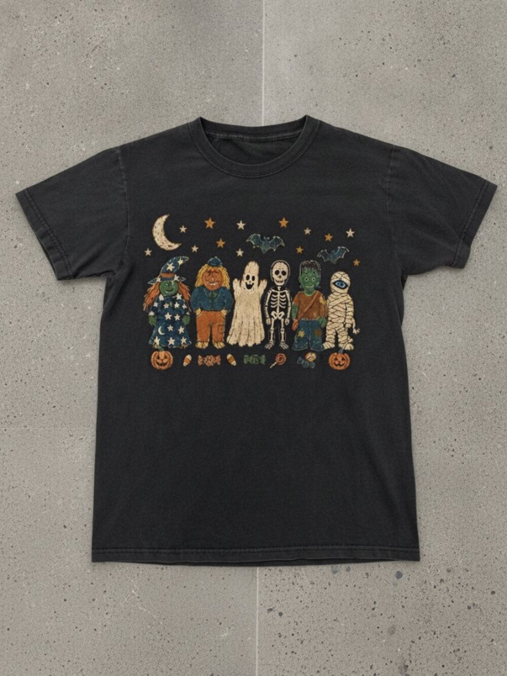 Vintage Halloween Monster Group Graphic Tee | Spooky Retro Halloween T-Shirt